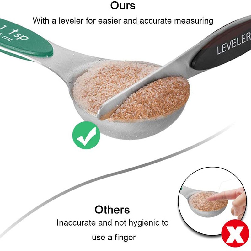 13 Piece Stainless Steel Measuring Spoons Set, Dual Sided Stackable Teaspoon for Measuring Dry and Liquid Ingredients