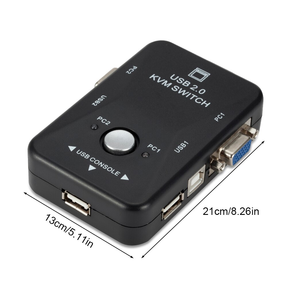 KVM Switch Box 2 Port 1920x1440 Keyboard Mouse Switcher Replaceable Splitter Plastic Electronic Improvement Adapter: Default Title