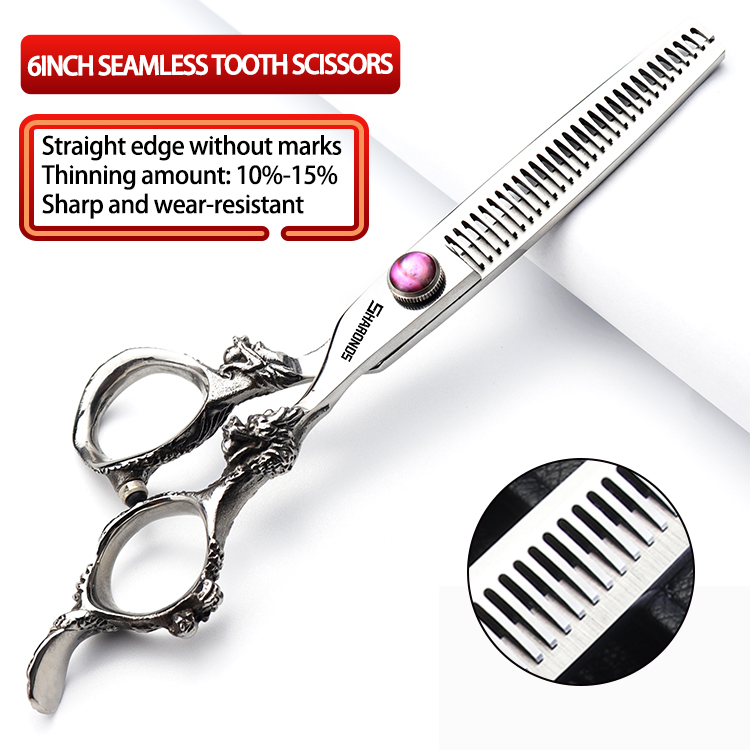 6- inch echte haarschaar, exclusief voor kappers in de kapsalon, tondeuseset met platte tanden, haarknipgereedschap: Diepblauw