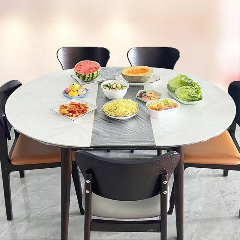 Waterproof Round Transparent Elastic Edged Table Cover PVC Simple Convient Kitchen Catering Protector Tablecloth