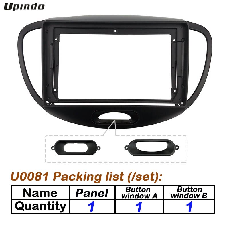 2 Din 9 Inch Auto Radio Pc Abs Plastic Dashboard Frame En Kabel Voor Hyundai I10 ~ dash Mount Kit: U081 Frame