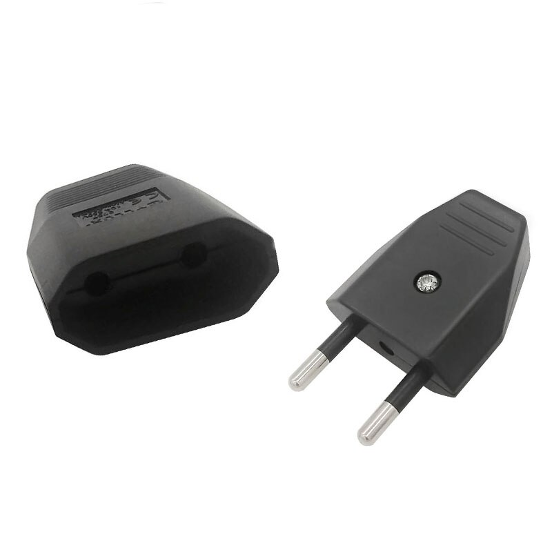 Europese Plug Elektrische Plug 2 Pin Vde Stekker Voor Lamp Decoratie 2.5A 220V Assemblage Stekker: Male Female black