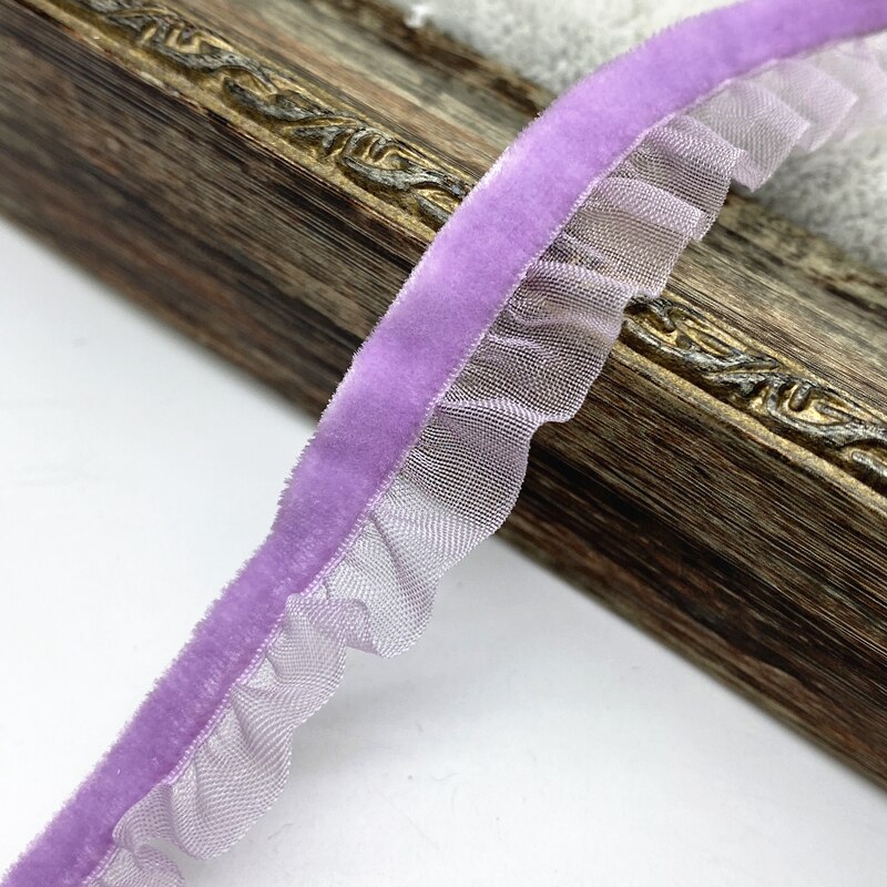1 stocznia 15mm aksamitna elastyczna opaska do włosów gumowa koronka obszywka do szycia ręcznie wstążka DIY: Light Purple