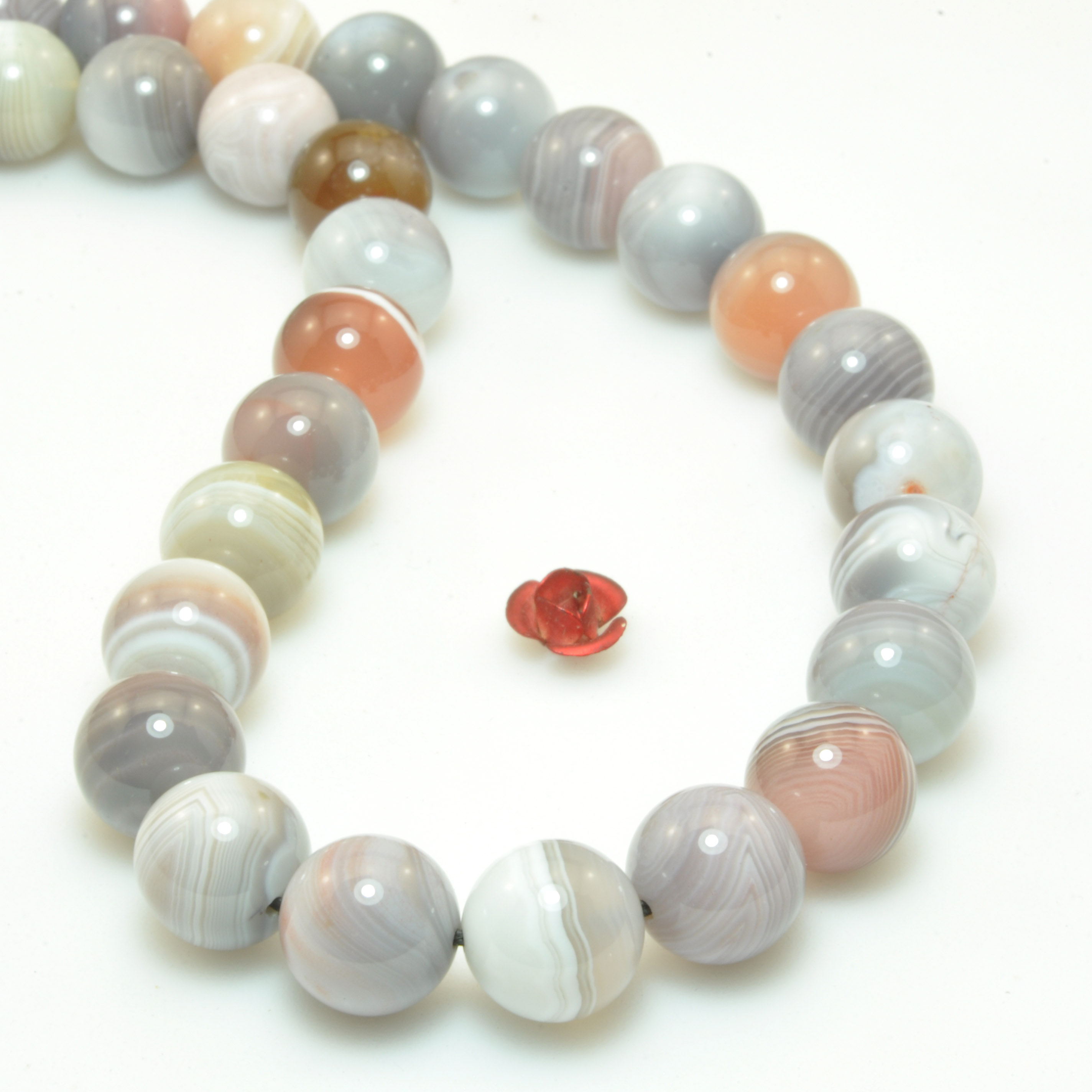 Natuurlijke Botswana Agaat Steen Gladde Ronde Kralen Roze Grijze Edelsteen Voor Sieraden Maken Diy Armband Ketting
