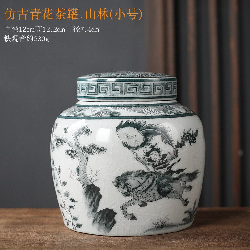 Klassieke Bloem Landschap Theebus Keramische Opslag Pot Met Deksel Grote Capaciteit Thuis Snoep Moer Koffieboon Verzegelde Opslag jar: B-small