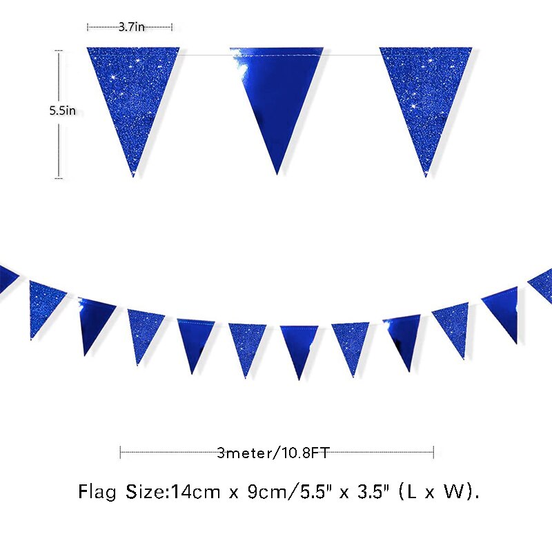 Guirnaldas de pancarta triangulares de papel para decoración, color azul marino, rosa, oro y rosa, para despedida de soltera, boda y ducha nupcial: Royal Blue