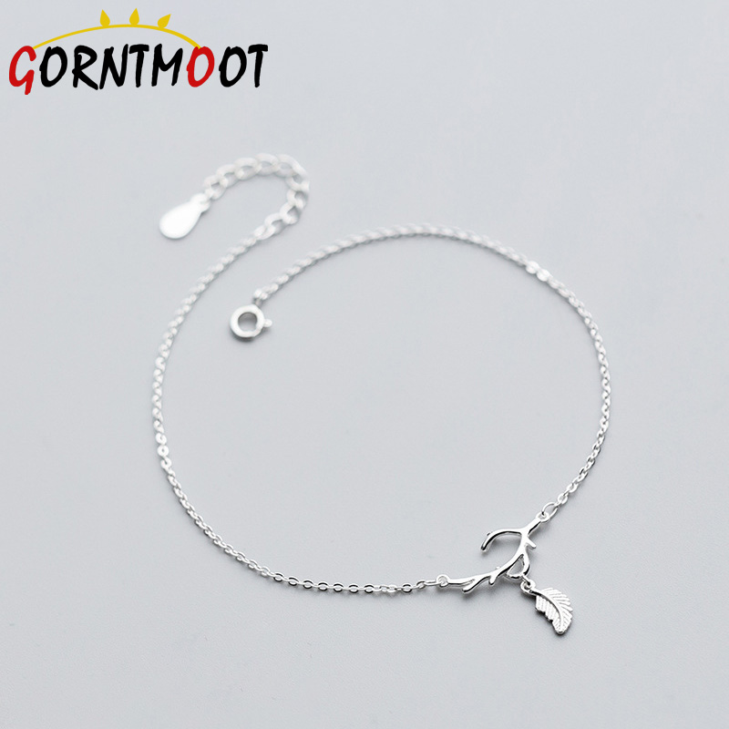 Blätter Fußkettchen für Frauen 925 Sterling Silber Boho fuß schmuck Hohl Blätter Charme Armband Für Frauen Einfache Wilden Schmuck