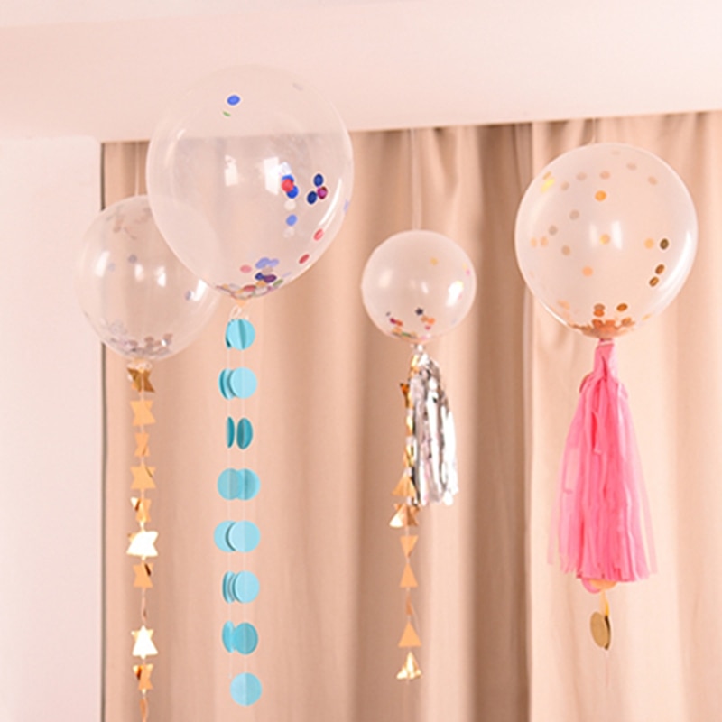 Set van 5 stuks schuimconfettiballonnen met confetti, bruiloftsfeest, verjaardagsdecoratie, transparante ballon, straatexplosie