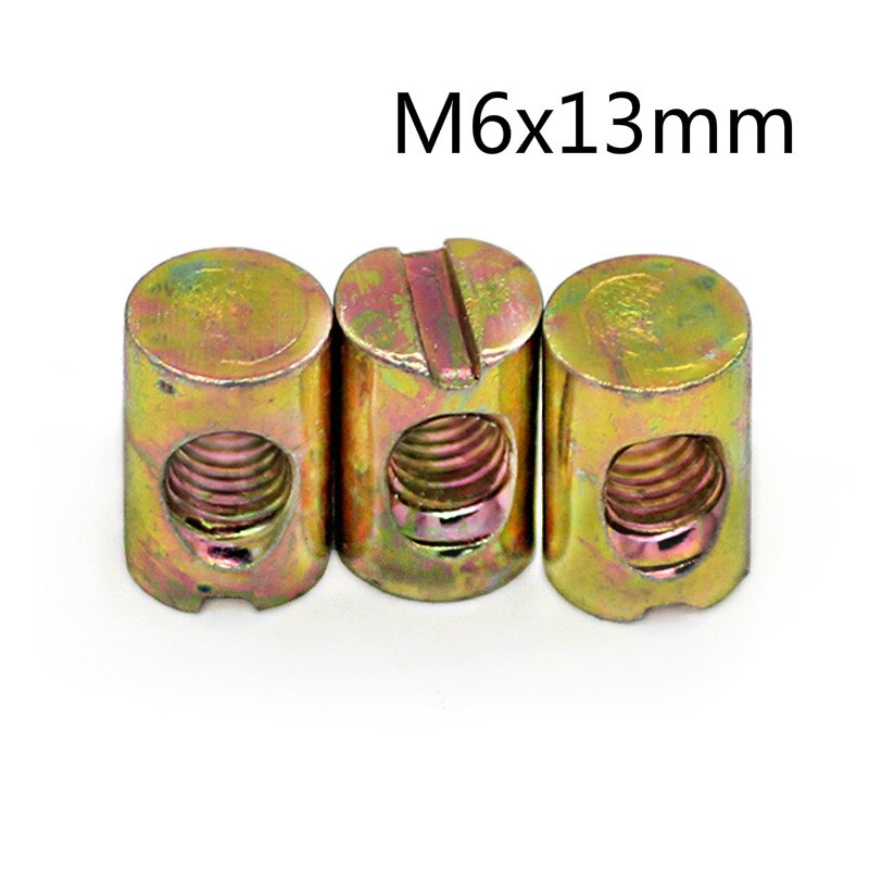10pcsm6 slotted / Phillips barrel nut bolt cross pin slotted hammer embedded nut bed chair furniture color galvanized
