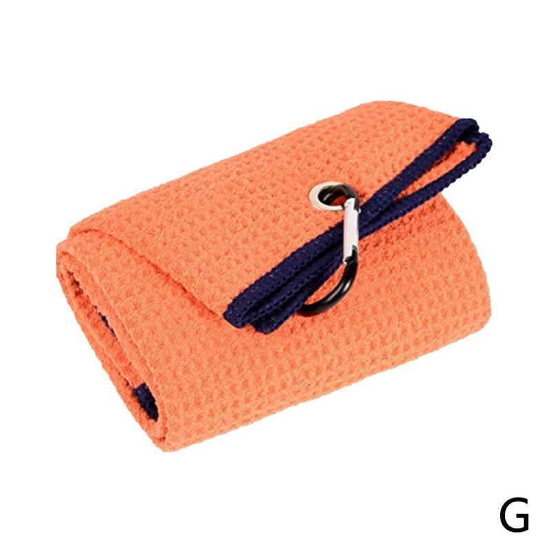 Golf Towel Waffle Pattern Cotton With Carabiner Cleaning Towels Cleans Hook Balls Microfiber Clubs Hands B0F2: orange