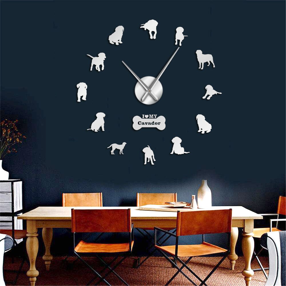 Cavalier King Charles Spaniel and Labrador Retriever Mixed Dog Breed Cavador DIY Large Wall Art Home Decor Frameless Wall Watch