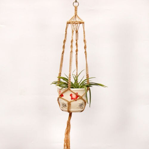 Fournitures de jardinage pot de fleurs levage macramé tressé Jute corde plante cintre paniers manique tenture murale: 4