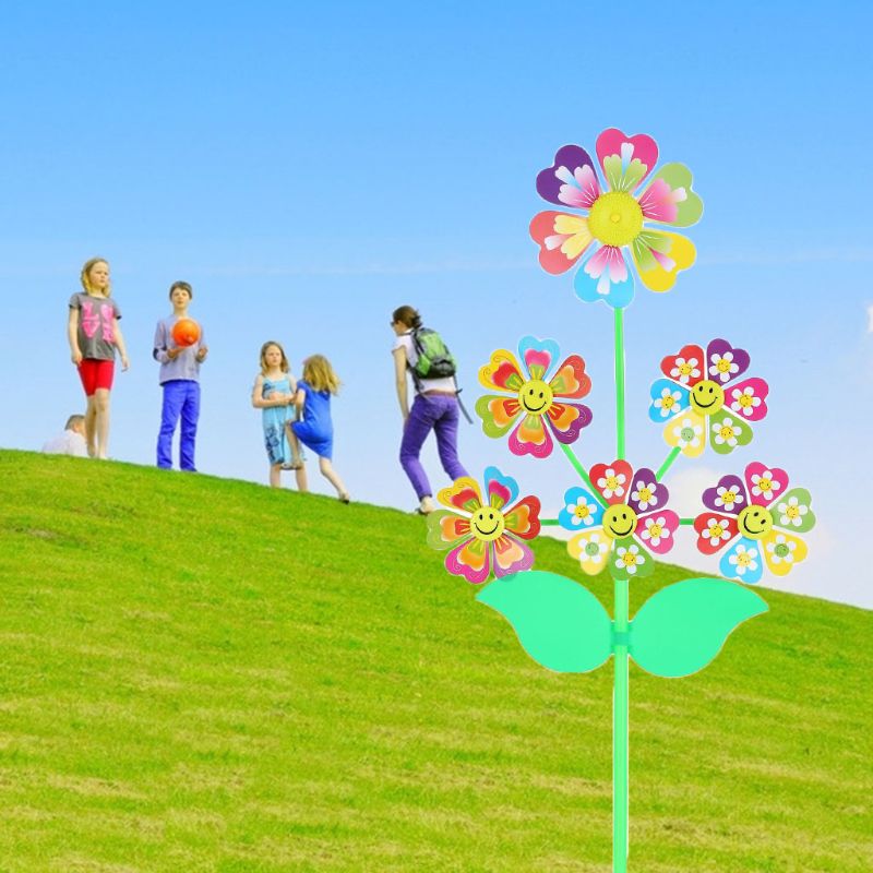 6 Wiel Cartoon Windmolen Speelgoed Draaimolen Wind Spinner Pinwheel Yard Tuin Decoratie Diy Handgemaakte Craft