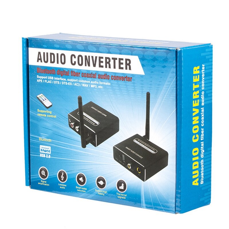 Optical Fiber Coaxial Digital to Analog 5.0 Bluetooth Receiver Microphone Remote Control o Decoder