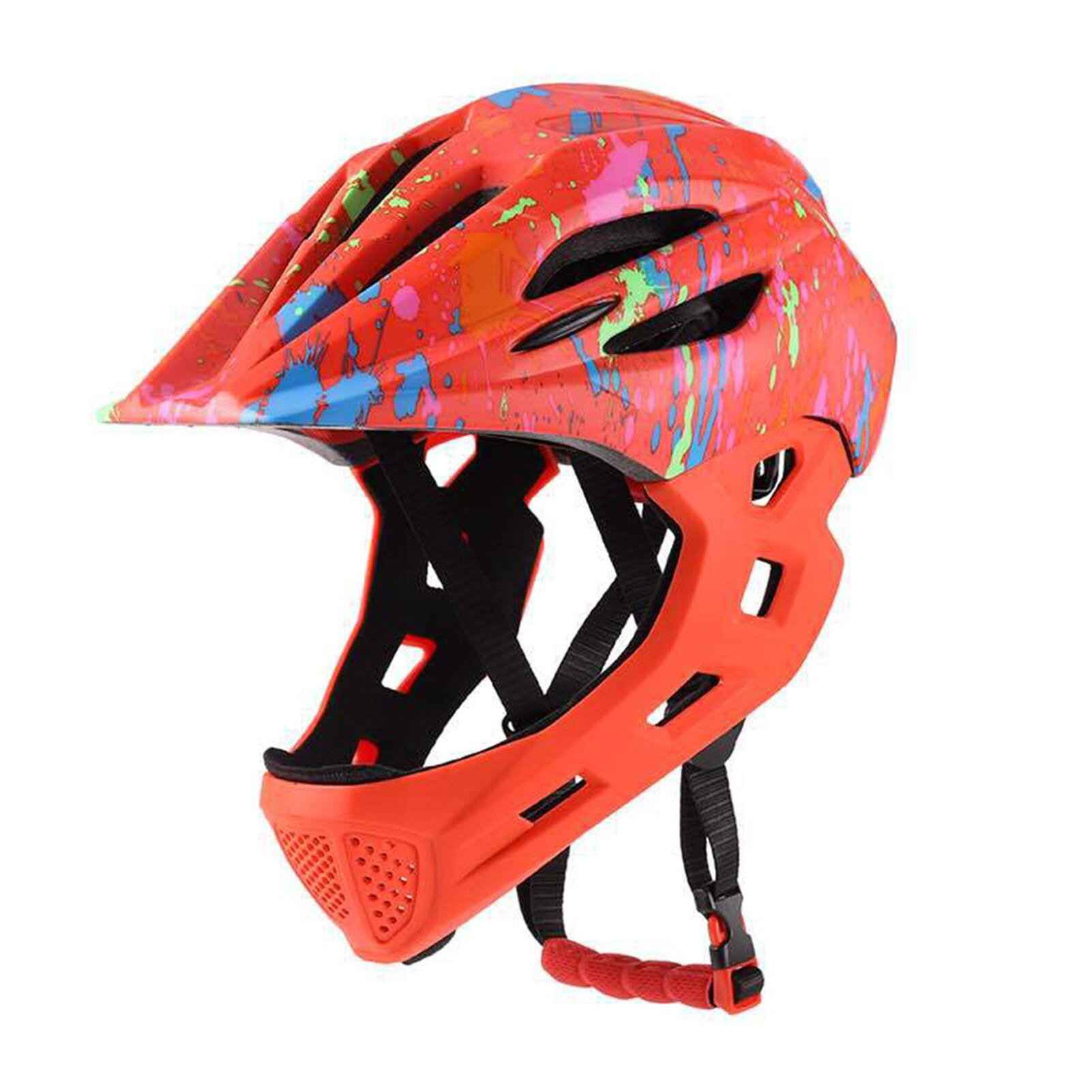 LED Enfants Cyclisme Casque Intégral Détachable Enfants Casque de Descente VTT Casque De Vélo Sport Sécurité Capacete Ciclismo Casques: Orange