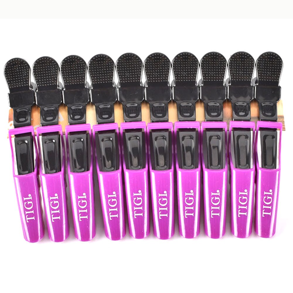 Pinzas de pelo de cocodrilo profesionales para mujer, horquillas, pinzas para el pelo, herramientas de estilismo de salón, 10 unids/lote: Purple