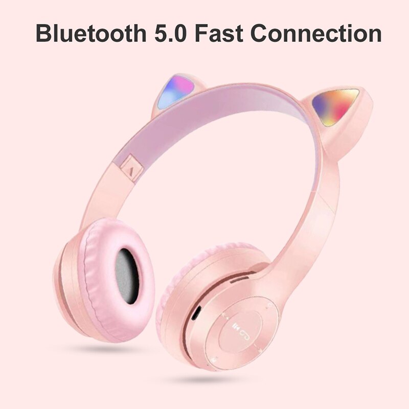 Cute Cat Ear Wireless Headphones Bluetooth Headset Foldable Stereo Headphone Gaming Earphones With Microphone For Laptop Phone