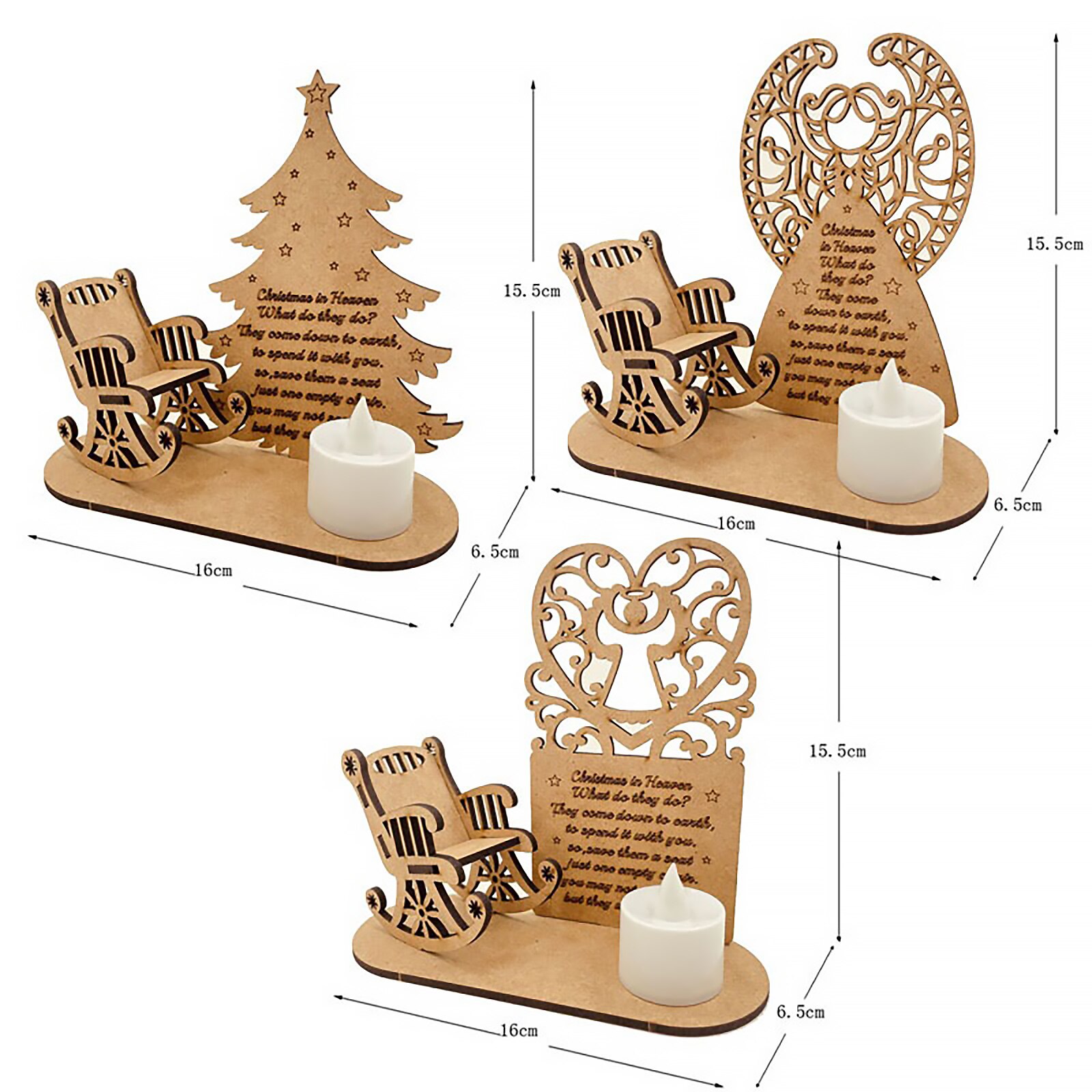 LED Candle Light Wooden Craft for Christmas Decoration Remembrance Candle Ornament with Chair to Remember Loved Ones