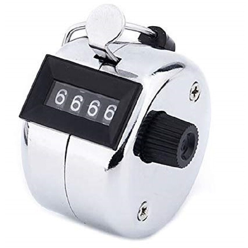 4 Digit Hand Tally Metal Counter Stainless Steel Mechanical Clicker with Finger Ring