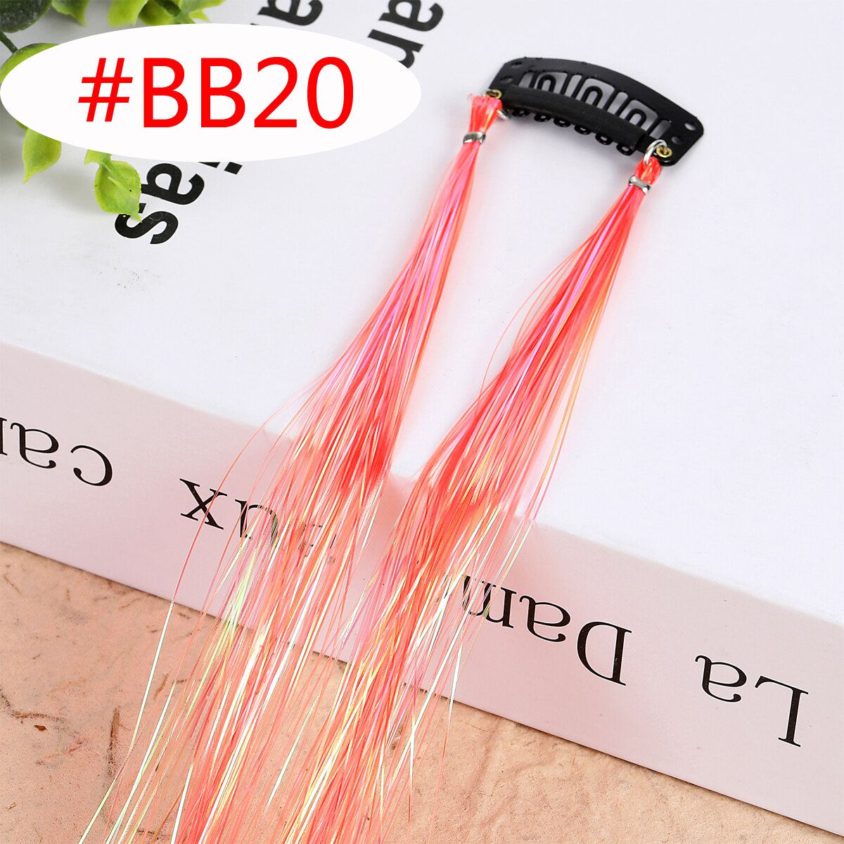 20 Colors Long Straight Hair Tinsel Bright Hair Extention Glitter Clip Hairpiece Sparkling Shiny Clip In Hair Tinsel Tools: 1pc colorBB20
