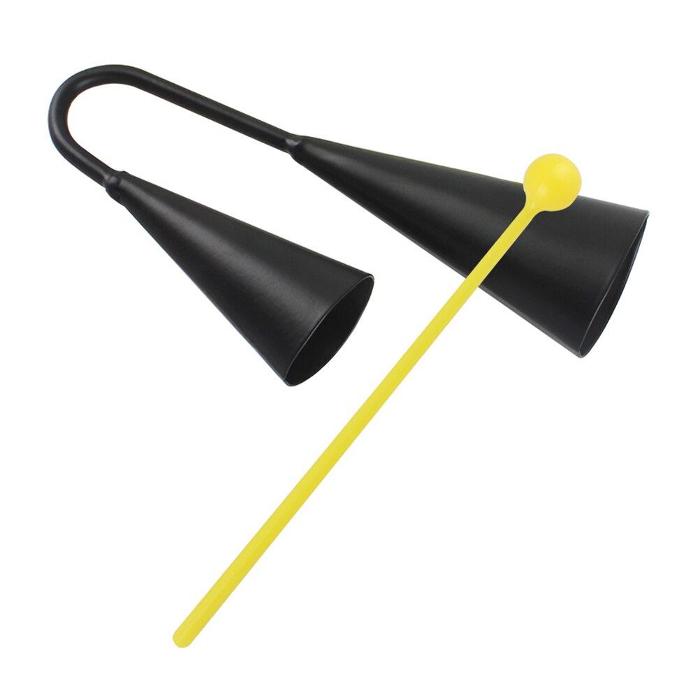 To-tone metal bell cowbell percussion instrument med angriber musikalsk legetøj