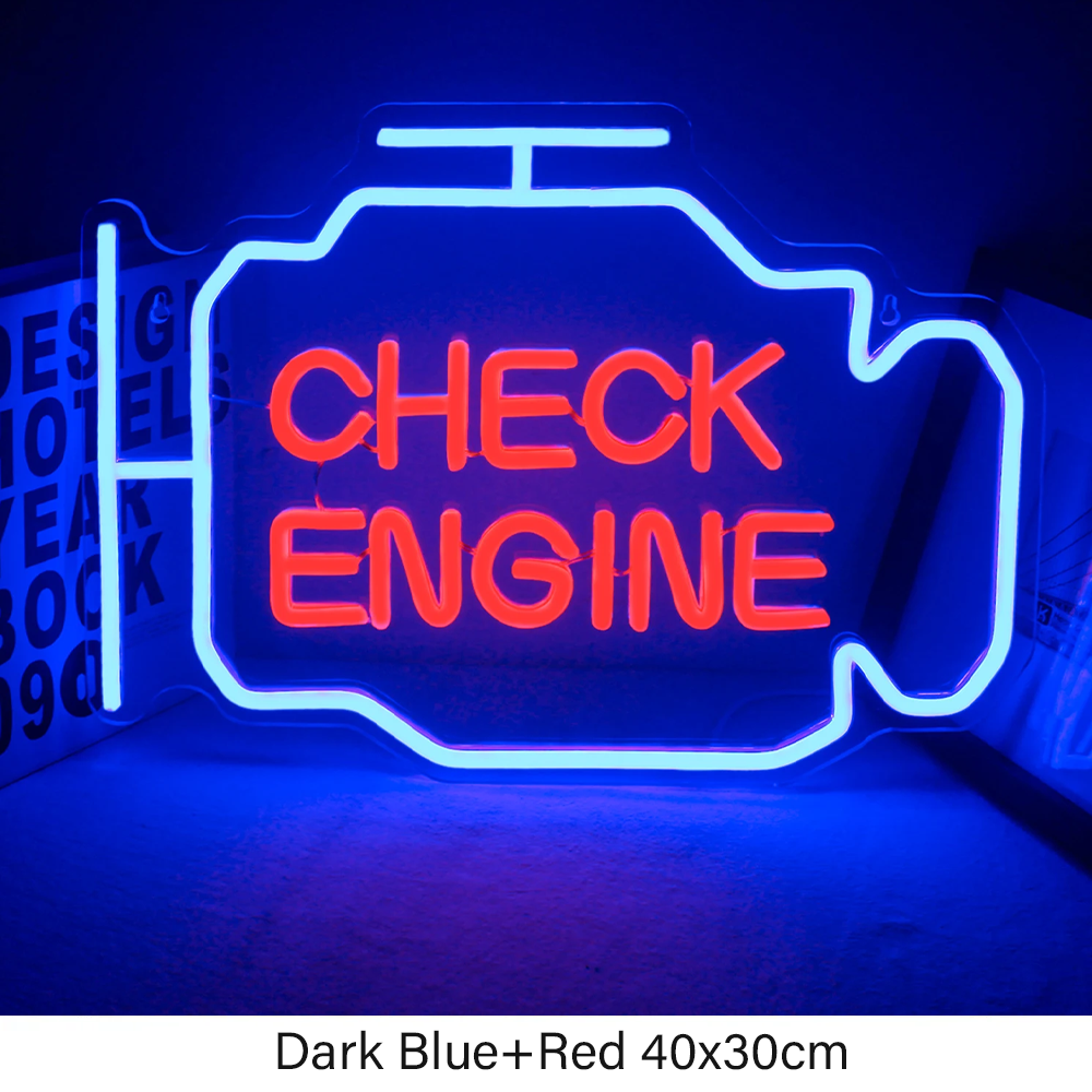 Letrero de neón con motor, luz Led para habitación de coche, garaje, taller de reparación, decoración de pared, Bar, , Club, lámpara de ambiente luminosa, alimentación USB: Blanco