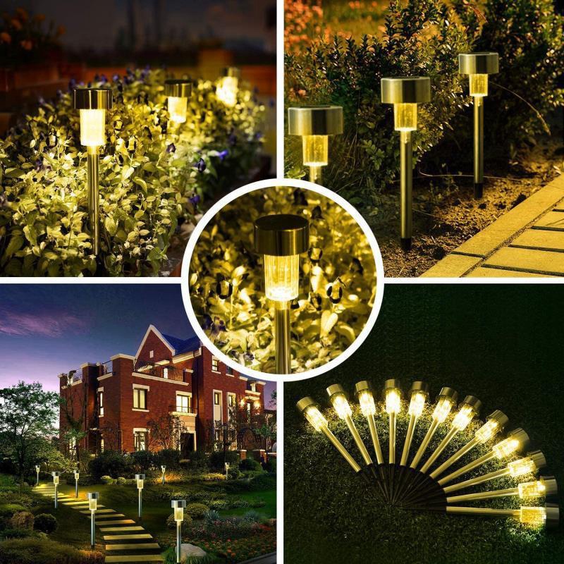 12 Pack Solar Lights Outdoor Garden Led Light Landscape/Pathway Lights Stainless Steel