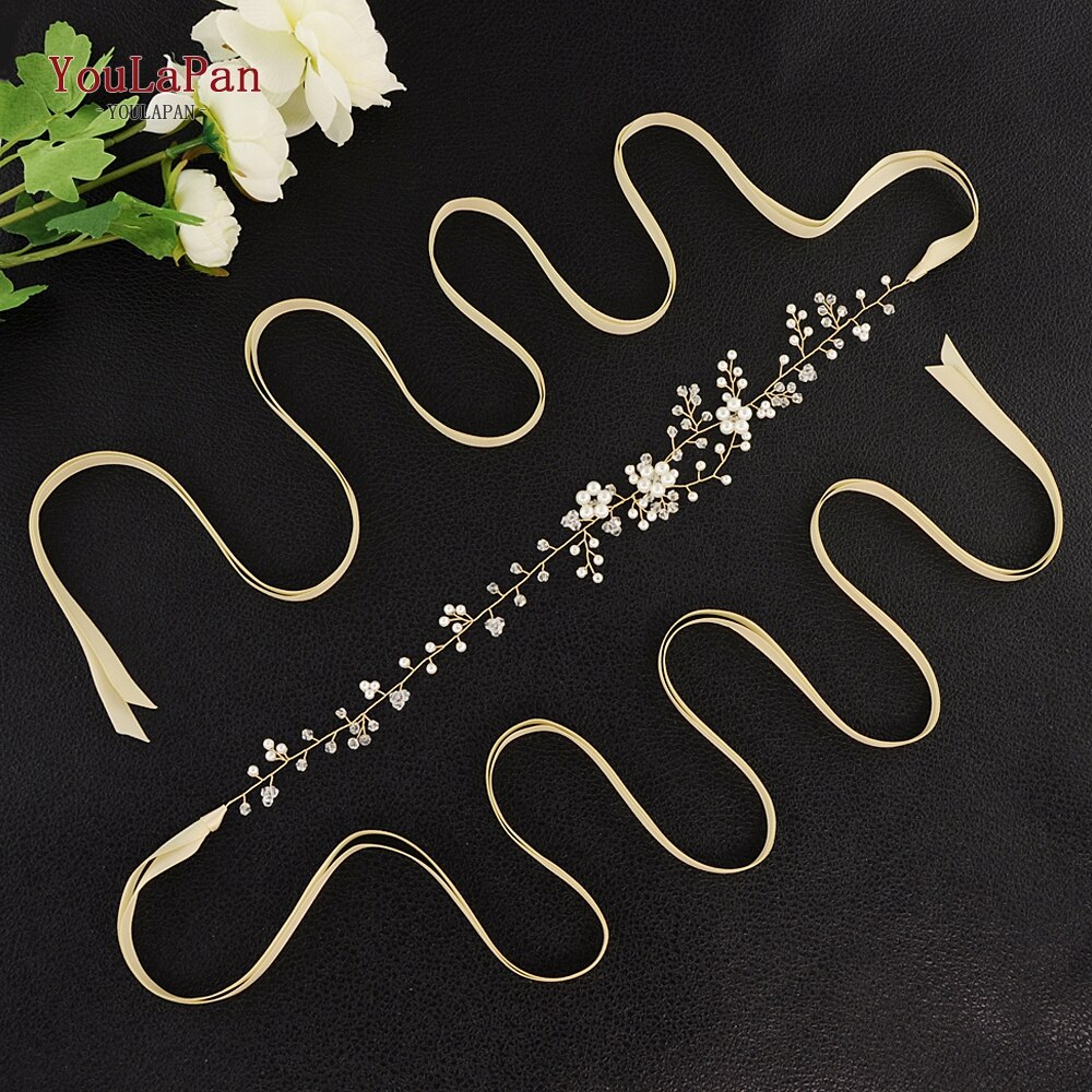 TOPQUEEN SH126 oro cintura cinture Donna con perle Da Sposa abito Da Sposa fascia strass abito Da Sposa per adulti fiore della cinghia della ragazza