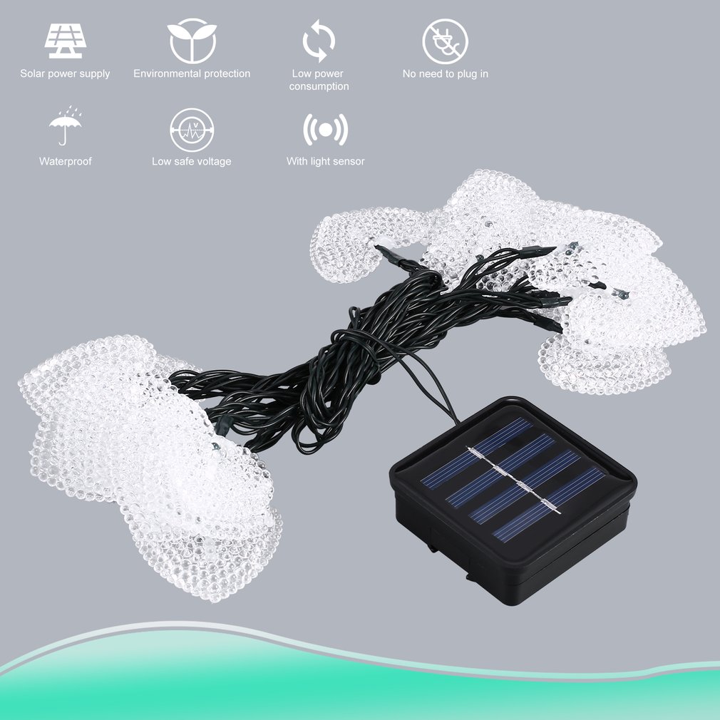 20 LED Heart Solar String Lights with Solar Panel Waterproof String Light for Outdoor Christmas Party Wedding Decoration