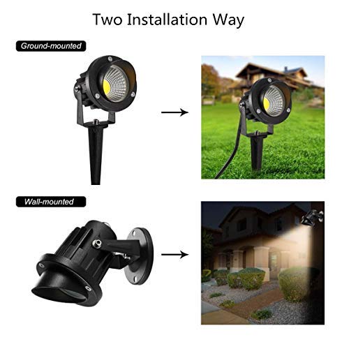 10W LED Outdoor Landscape Lights,GreenClick 3-in-1 COB Waterproof Landscape Spotlights Pathway Lights(Spiked Stand & Power ST467