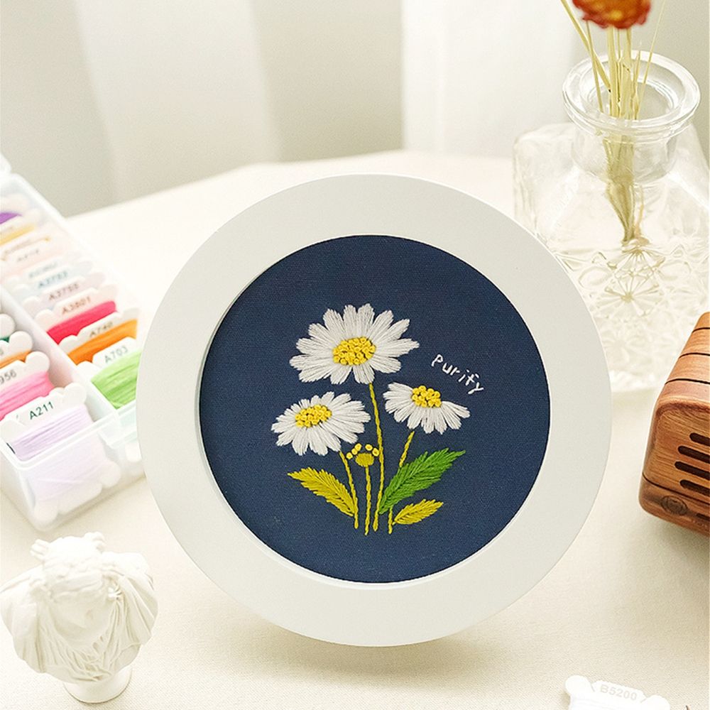 DIY Embroidery Kits Flower Painting Cross Stitch Material Kits Beginner Embroidery Set DIY Needlework Tools NO HOOP