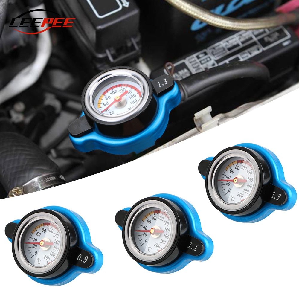 LEEPEE-Indicador de tapa de radiador térmico para coche, accesorios de función de equilibrio de presión y temperatura de repuesto, 0,9/1,1/1,3 Bar, cubierta de tanque