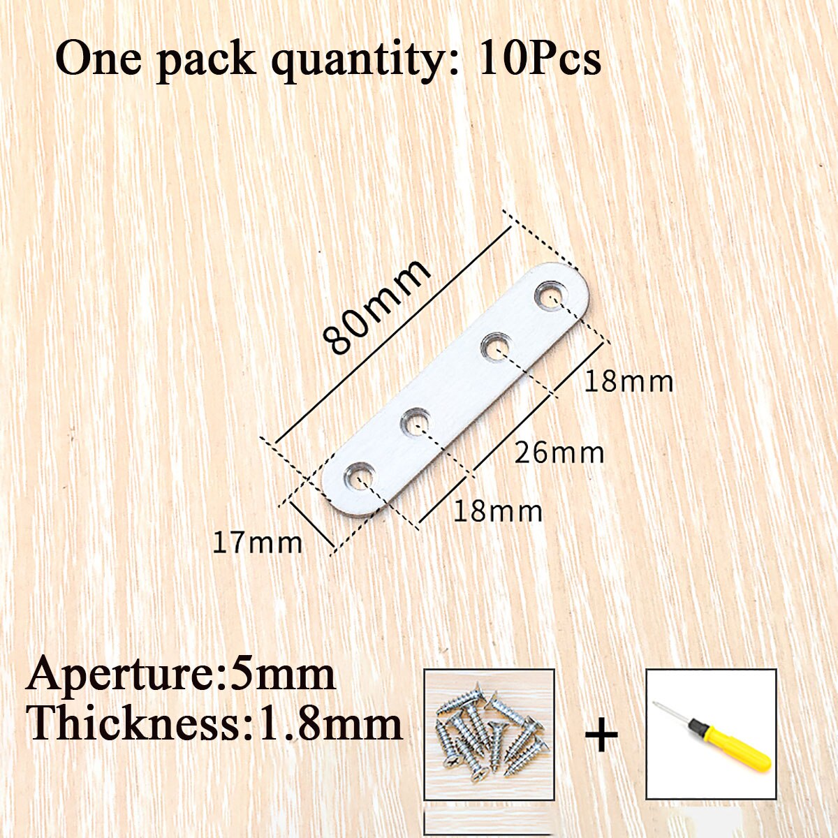 1/2/4/10Pcs Roestvrij Stalen Rechte Stuk Corner Connector Voor Versterkte Vaste Board Meubels Hardware aansluiting Accessoires: 80x17(10Pcs)