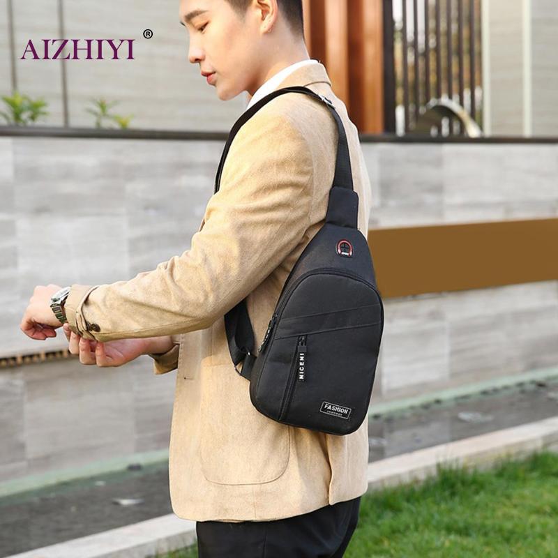Männlichen Einfarbig lässig Crossbody Brust Taschen Oxford Männer Freizeit Reißverschluss Schulter Bote Sport Taschen