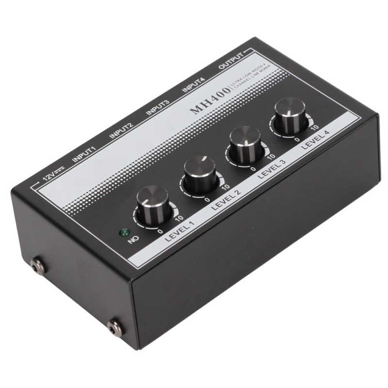 4 Channel Line Mixer Compact Stereo Low Noise Portable Line Mixer for Clubs and Bars 100‑240V