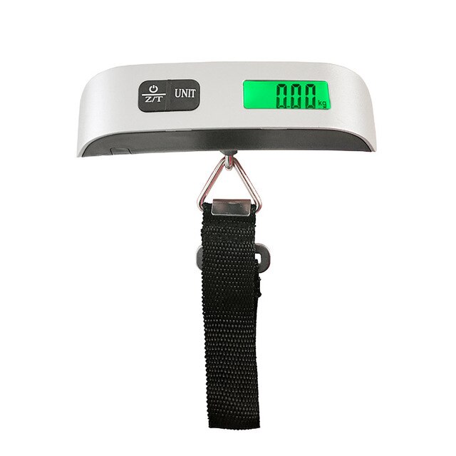 50kg/110lb bagasjevekt bærbar digital elektronisk koffertvekt håndtert reiseveske som veier fiskekrok hengende vekt: Med tau