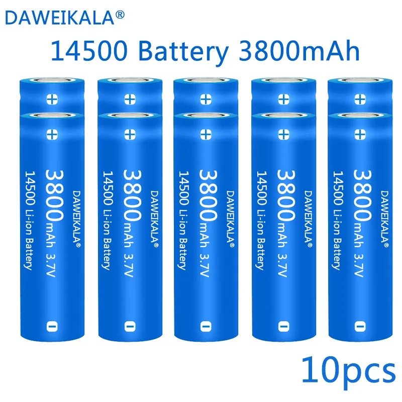 Nueva batería de iones de litio 14500, batería recargable de 3,7 V y 3800mah para linterna, linterna LED, juguetes + cargador: YELLOW