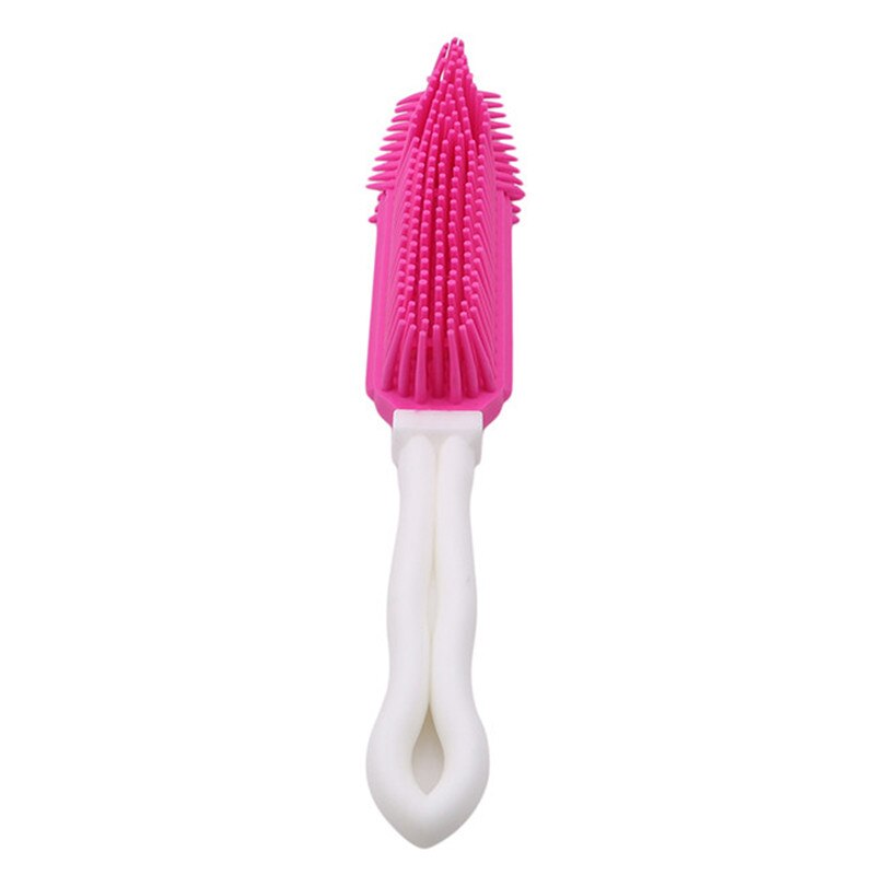 Perro cachorro gato pelo cepillo para el baño de silicona suave cabello pegajoso herramienta Animal PEQUEÑO masaje herramienta: rose red