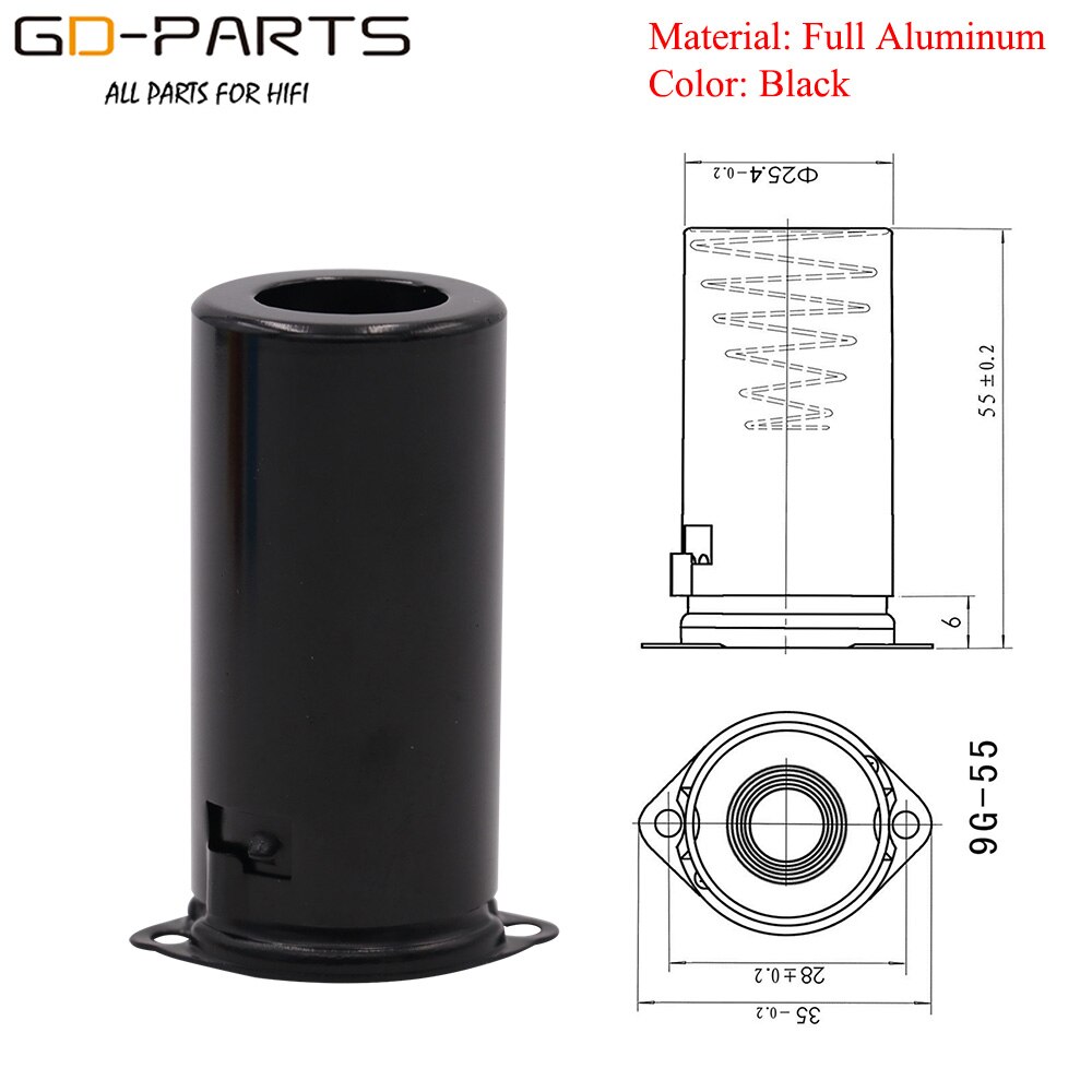 1 pc 55mm de alumínio tubo vácuo protetor protetor para 12ax7 ecc83 12au7 ecc82 12at7 5670 6dj8 6922 vintage amp diy: BLACK