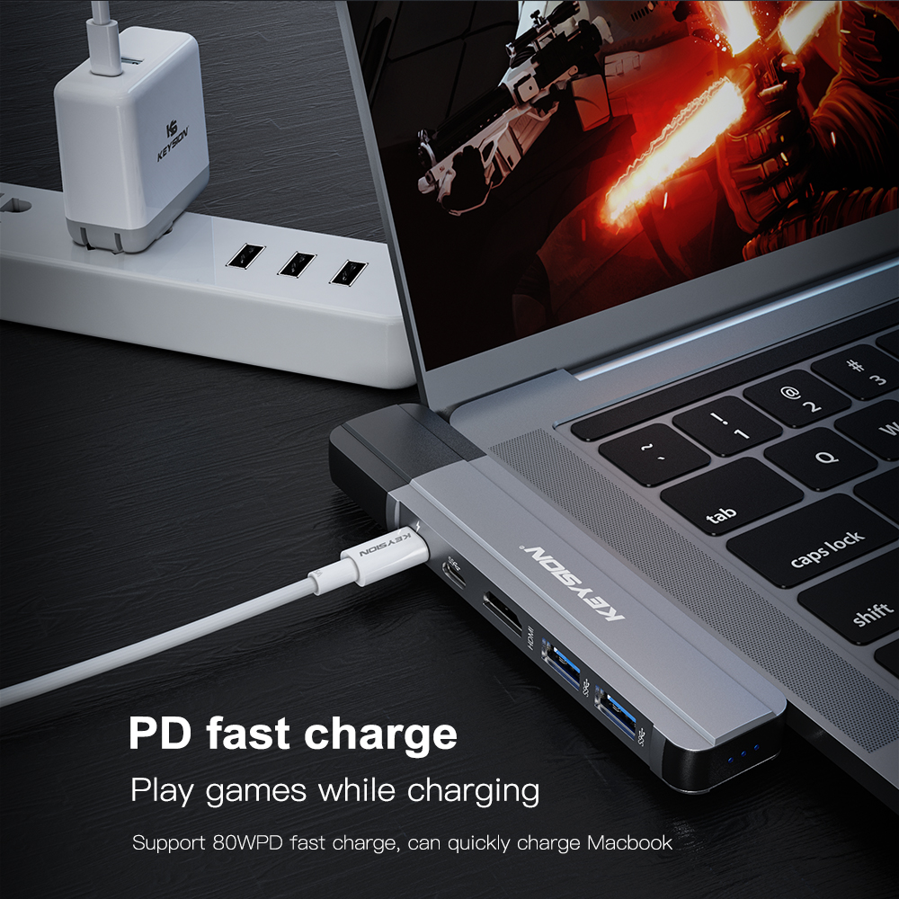 Nøkkel usb hub c hub til multi usb 3.0 hdmi adapter usb splitter til macbook pro Brygge Lyn 3 hub  rj45 dobbel usb type c hub