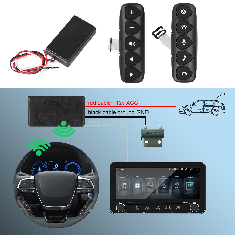 pilot na kierownicę samochodu kompatybilny z Bluetooth kontroler bezprzewodowy przyciski 2 szt. świetlny DVD nawigacja wielofunkcyjny