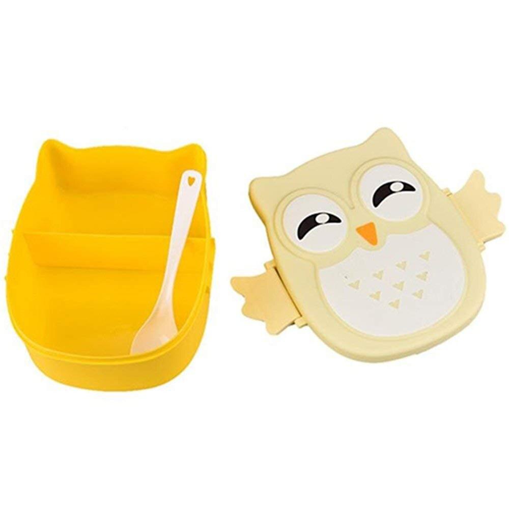 1Pcs Cartoon Owl Shape Lunch Box Food Container Sushi Bento Box With Spoon For Kids School Student Picnic Food Fruit Storage Box: Yellow