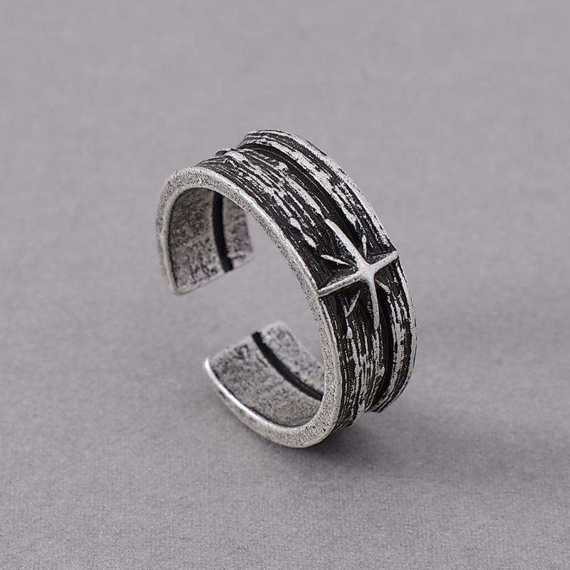 Retro Sterrennacht Art Ring voor mannen Zilver Kleur Punk Gothic Verstelbare Open Ring Rock Handgemaakte Unisex Sieraden Accessoires Cadeau