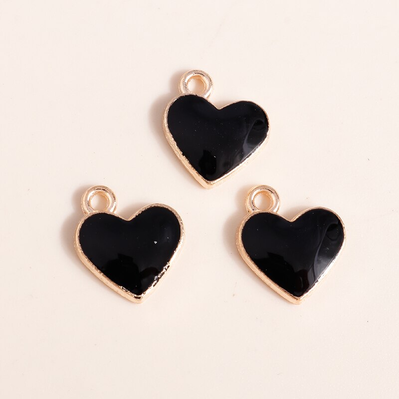 10 Uds. De dijes de corazón esmaltados de 4 colores para accesorios de joyería, abalorios de amor con letras DIY, collares hechos a mano, colgantes, fabricación de pendientes: Con recubrimiento de titanio