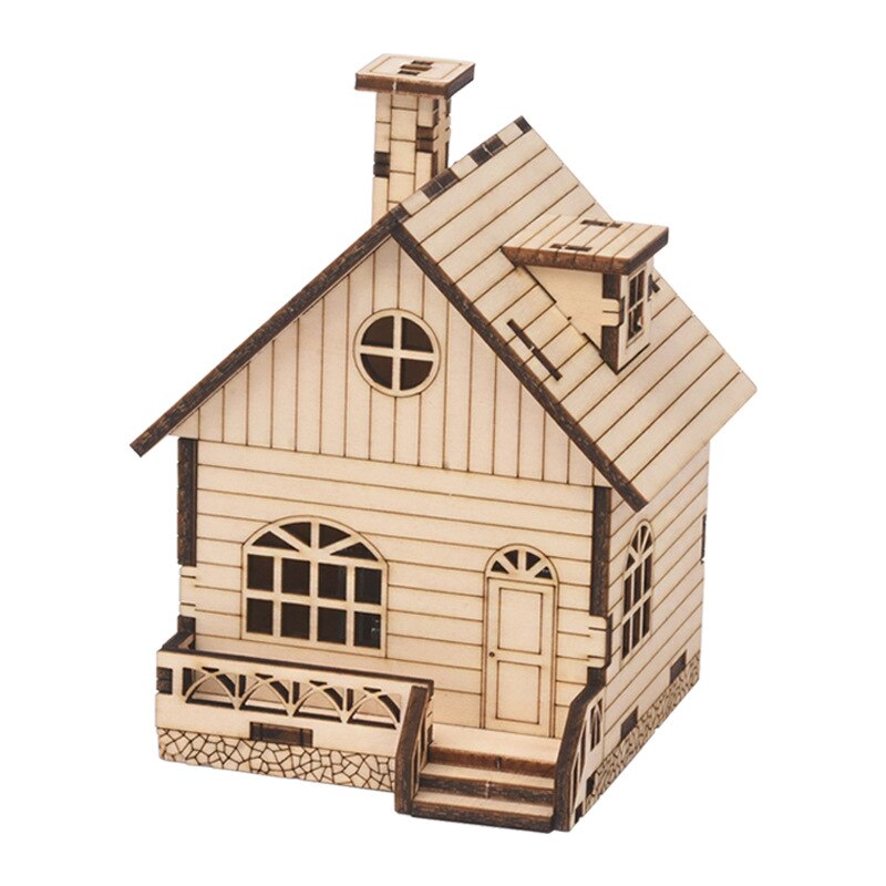 Feooe Houten Huis Vorm Acht-Tone Box Assembly Hand-Shake Music Box Aan Kinderen Ambachten cj
