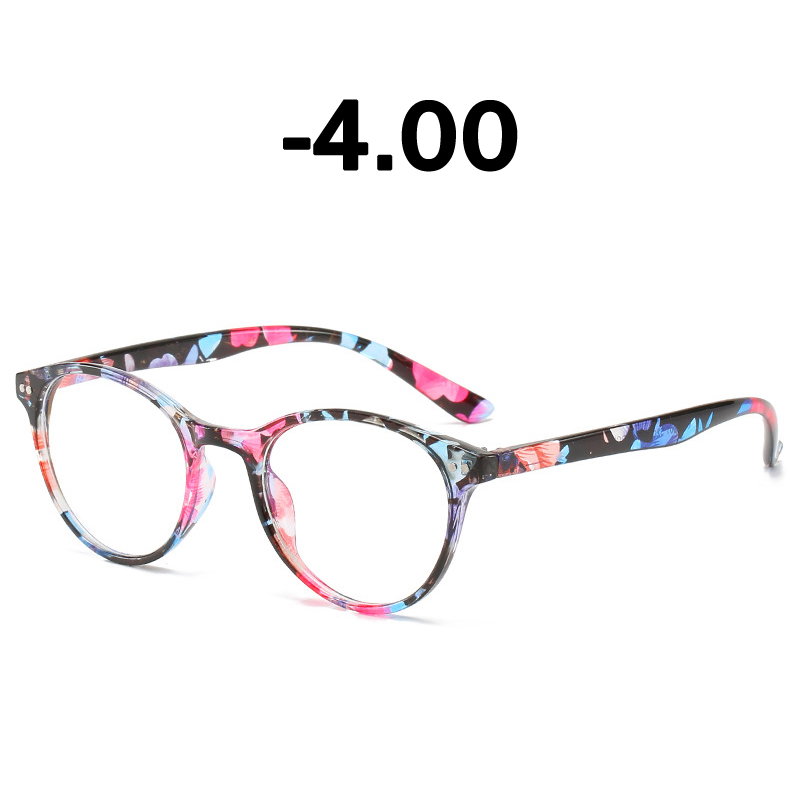 Elbru Women Retro Vintage Round Finished Myopia Glasses for Ladies Nearsighted Eyewear Myopia Eyeglasses 0 Degree -1.0 to -6.0: Colorful -4.00