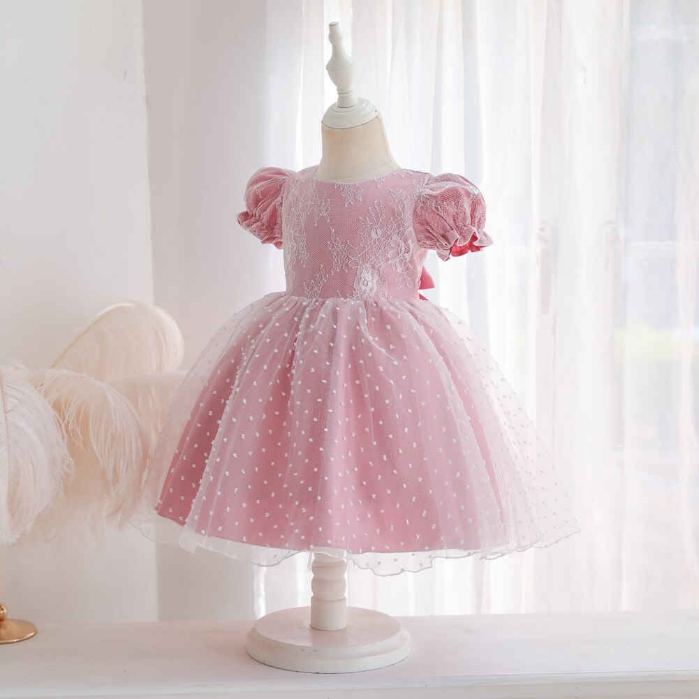 Ma y 6M-5Y bebé chico niñas vestido de encaje arco Puff manga tul boda cumpleaños vestidos para niñas