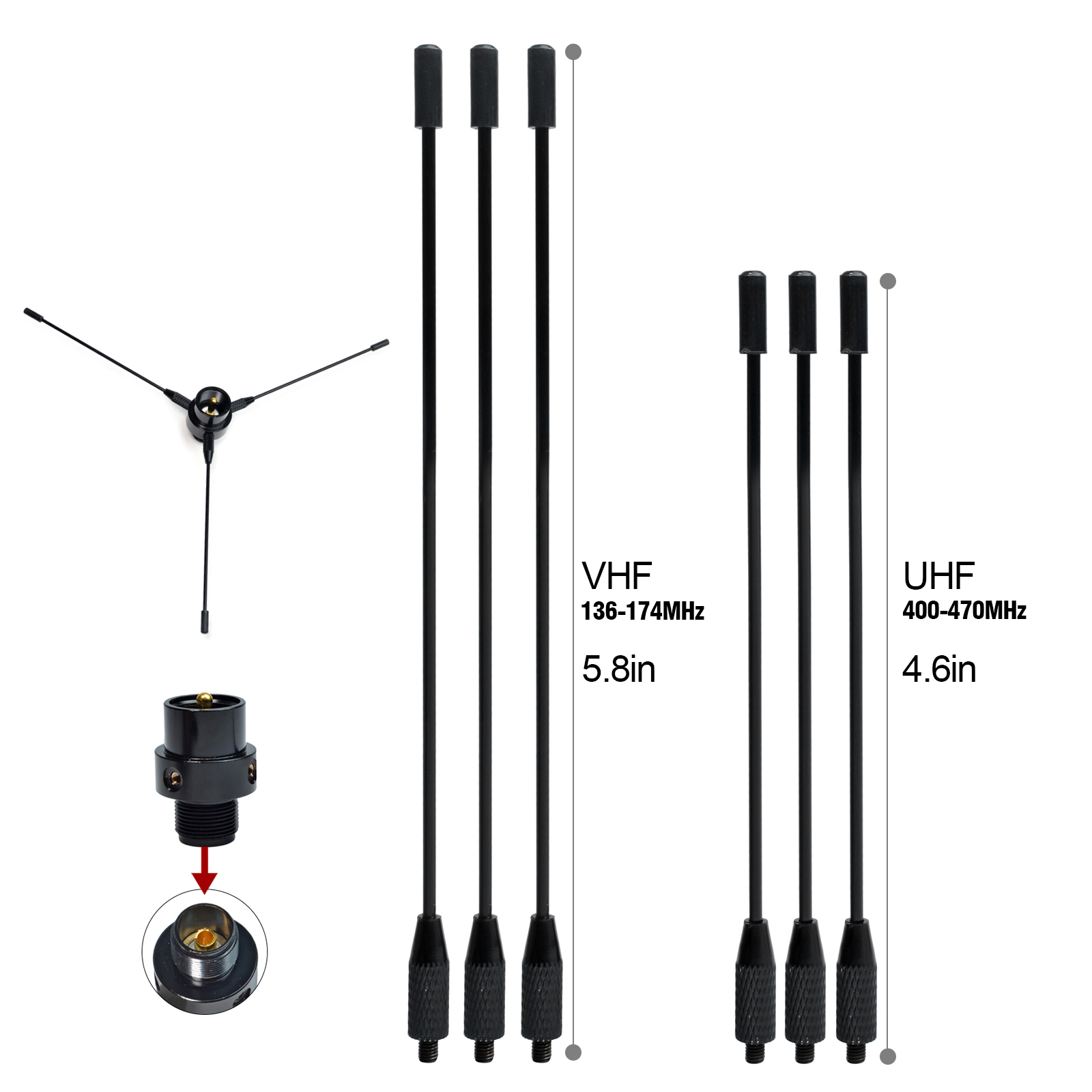 UHF 400-470mhz Fiberglass Antenna GMRS Base antenna with Ground Plane Kit for Ham Radio Repeater Mobile Transceiver