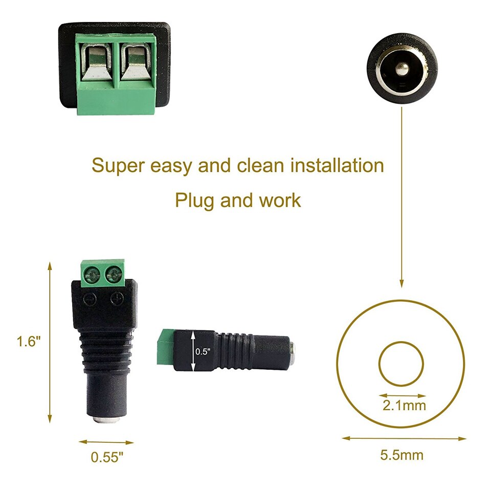 Vrouwelijke DC Connector Plug LED Strip Accessoires 10 stks/partij Adapter Plug Connector voor Licht Groeien Strip 5050/3528 Enkele Kleur