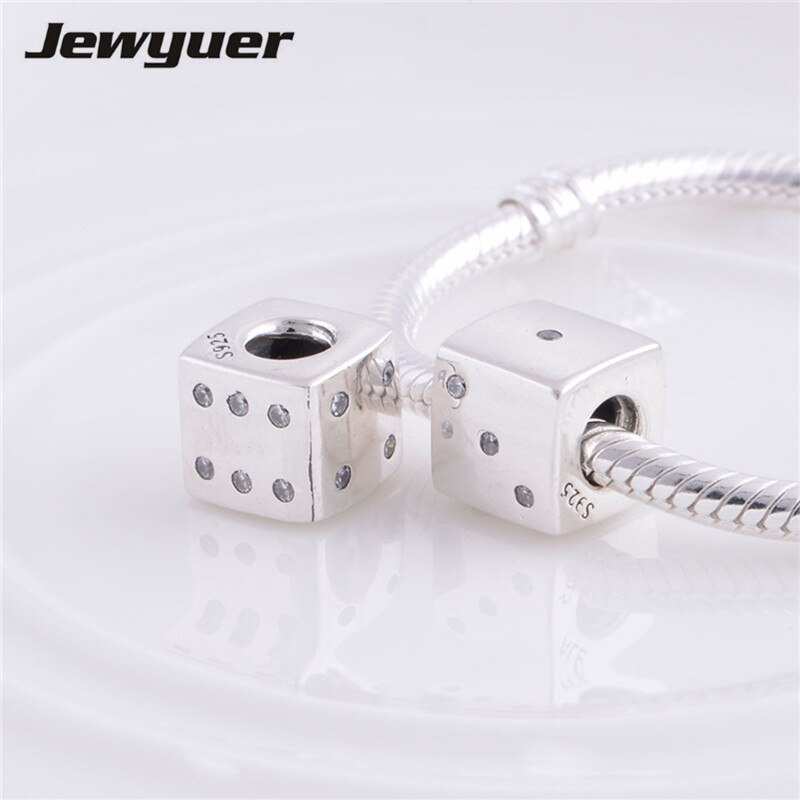 Past Europese brand Armbanden DIY Maken 925 Sterling Zilveren sieraden Lucky Dice Bedels kralen fijne Sieraden BE139